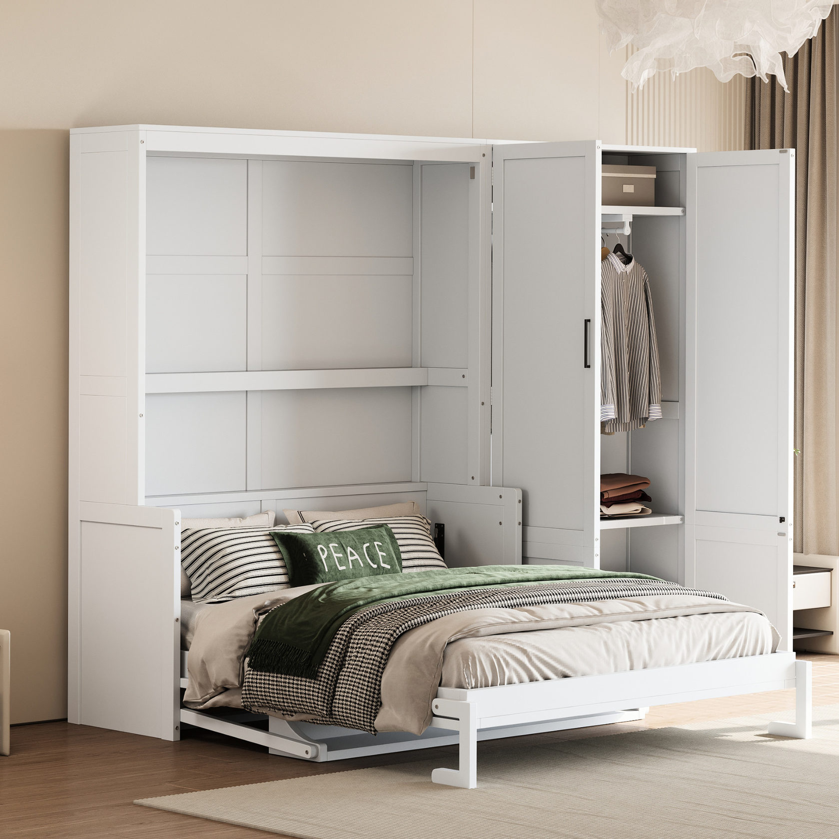 Photo inspiration: Fresh Look at Queen Size Murphy Bed With Hydraulic Lift And Storage Functional