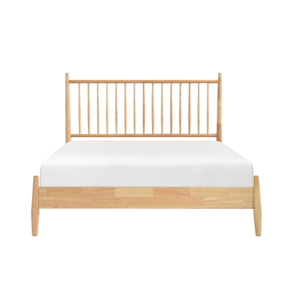 Queen Size, Natural Slat Bed with Mid - Century Vertical Slats - Transforms Bedroom Style
