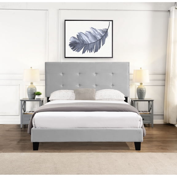 Queen Size - No Box Spring Required - Bedroom - Modern Comfort with Wood Slat Support