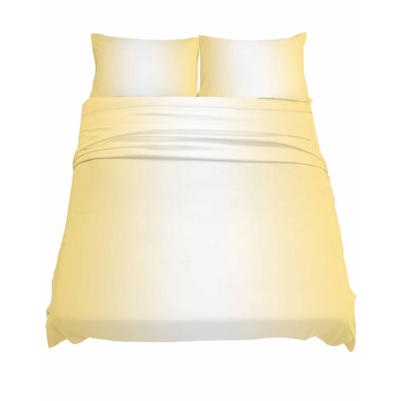 Queen Size Ombre Sheet Sets Lemon Yellow and White Gradient Soft Breathable Microfiber Bed Sheets Deep Pockets 4 Piece Bed Sheets Set, 1 Fitted Sheet, 1 Flat Sheet & 2 Pillowcases