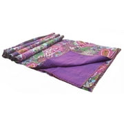 Queen Size Paisley Print Kantha Quilt Indian Handmade Cotton Kantha Reversible Bedding Coverlet Kantha Ethnic Ralli Decorative Blanket