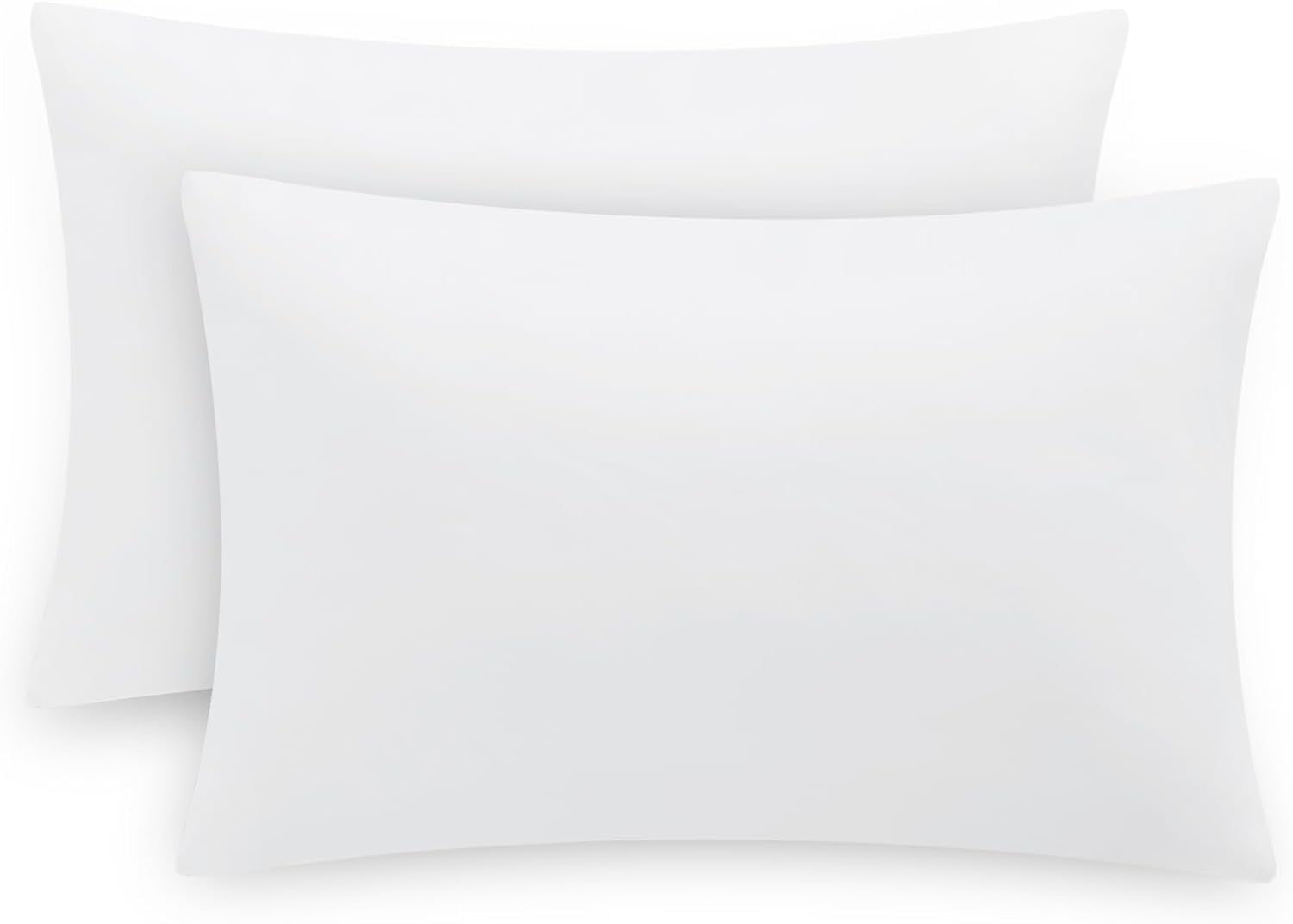 White Cotton and Polyester Queen Pillowcases Set of 2