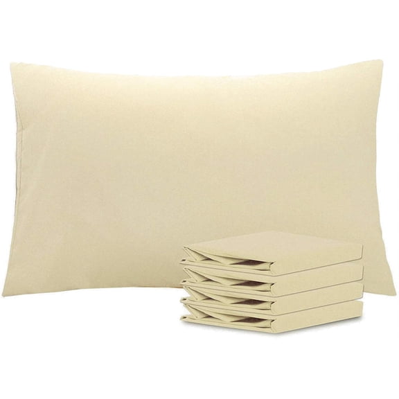Queen Size Pillowcase Set - 4 Pack Brushed Microfiber Pillowcases, Soft with Envelope Closure, 20"30",Light Taupe