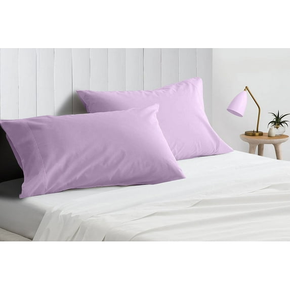 Queen Size Pillowcase Silky 600 Thread Count Luxury Extrasoft 100% Egyptian Cotton in Hotel Quality Lavender Solid, Pack of 2