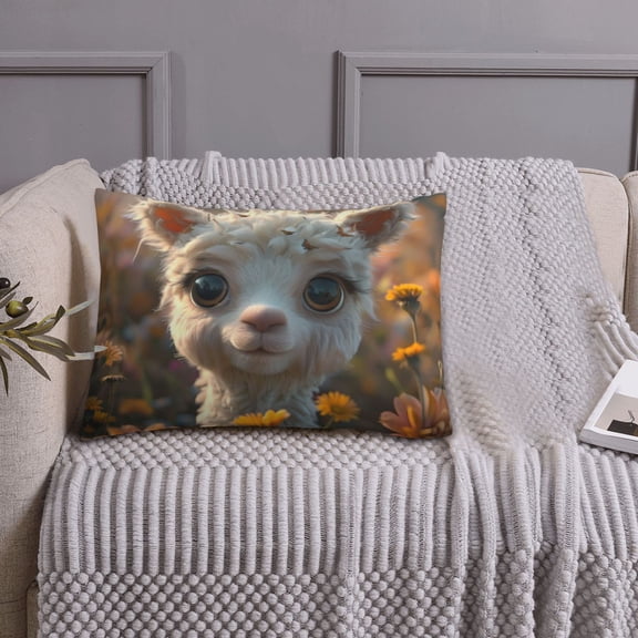 Queen Size Pillows Cases Standard Size 20x26 In - Adorable Llama In Flowers Soft Comfort Envelope Closure Pillowcases Standard