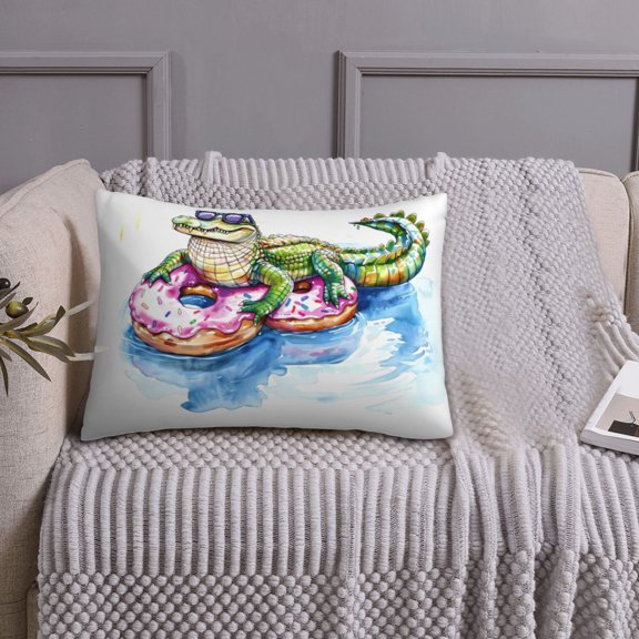 Queen Size Pillows Cases Standard Size 20x26 In - Alligator Donut Pool Float Soft Comfort Envelope Closure Pillowcases Standard