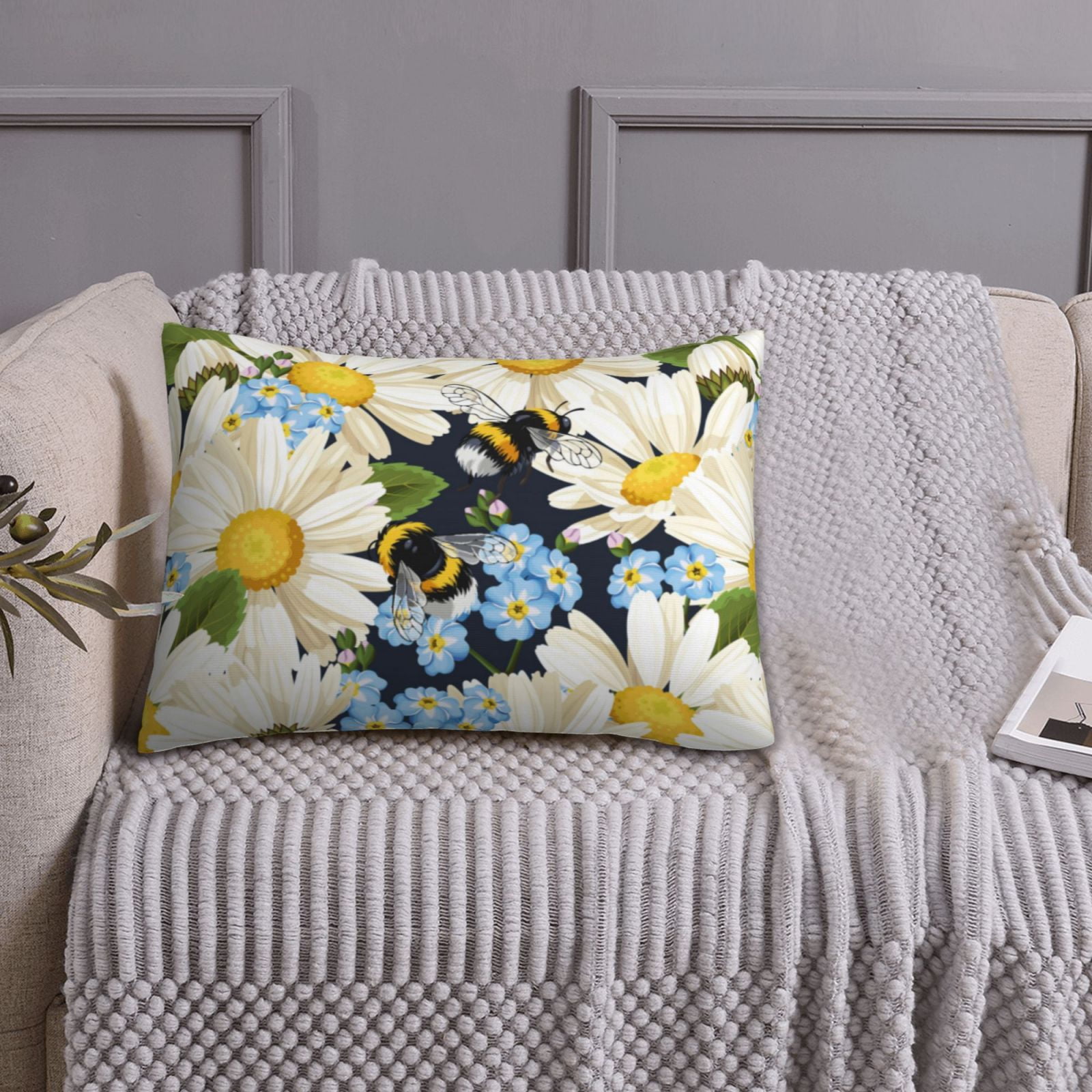 Queen Size Pillows Cases Standard Size 20x26 In Bees Collecting