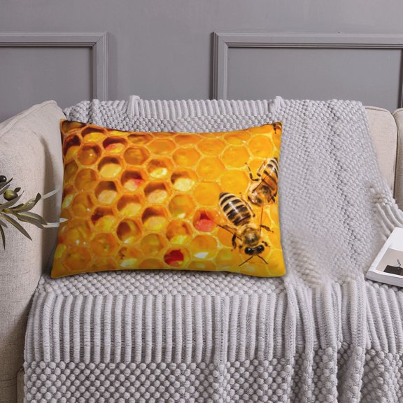 Queen Size Pillows Cases Standard Size 20x26 In - Bees on Hive Honeycomb Soft Comfort Envelope Closure Pillowcases Standard