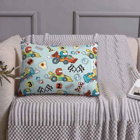 Queen Size Pillows Cases Standard Size 20x26 In - Cartoon Car Racing Soft Comfort Envelope Closure Pillowcases Standard