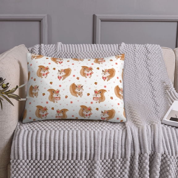 Queen Size Pillows Cases Standard Size 20x26 In - Cartoon Cute Squirrel Gift Love Soft Comfort Envelope Closure Pillowcases Standard