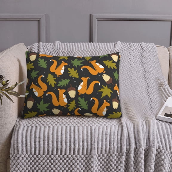 Queen Size Pillows Cases Standard Size 20x26 In - Cartoon Cute Squirrel Maple Funny Soft Comfort Envelope Closure Pillowcases Standard