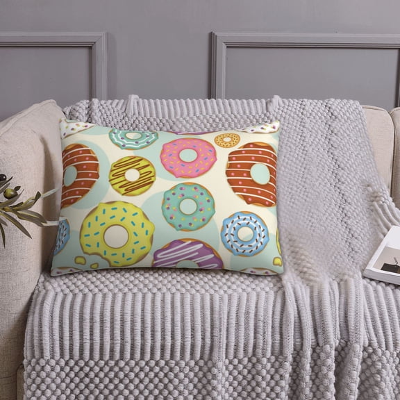 Queen Size Pillows Cases Standard Size 20x26 In - Cartoon Donut Print Soft Comfort Envelope Closure Pillowcases Standard