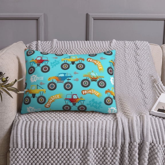 Queen Size Pillows Cases Standard Size 20x26 In - Cartoon Monster Truck Soft Comfort Envelope Closure Pillowcases Standard