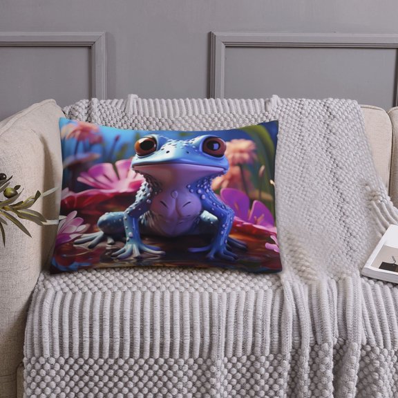 Queen Size Pillows Cases Standard Size 20x26 In - Colorful Frog Among Flowers Soft Comfort Envelope Closure Pillowcases Standard