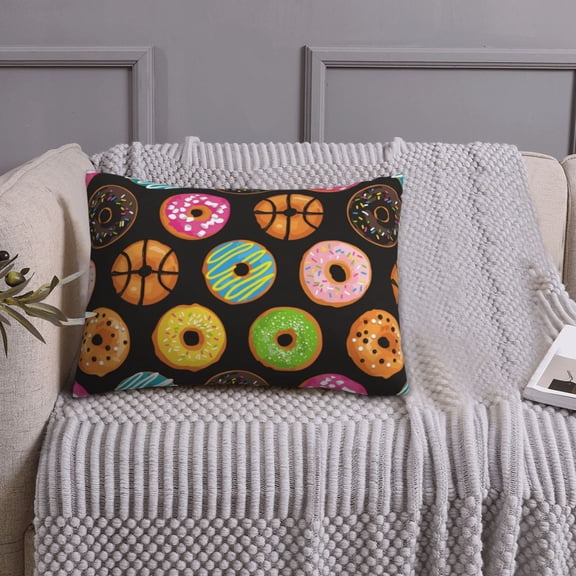 Queen Size Pillows Cases Standard Size 20x26 In - Colourful Donut Print Soft Comfort Envelope Closure Pillowcases Standard