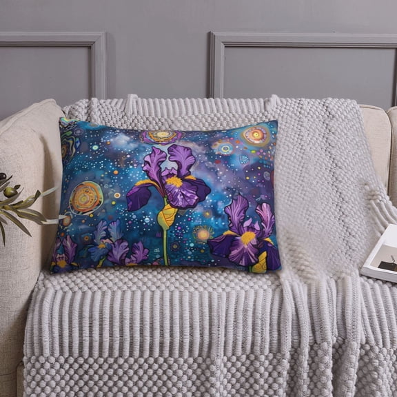 Queen Size Pillows Cases Standard Size 20x26 In - Cosmic Purple Irises Soft Comfort Envelope Closure Pillowcases Standard