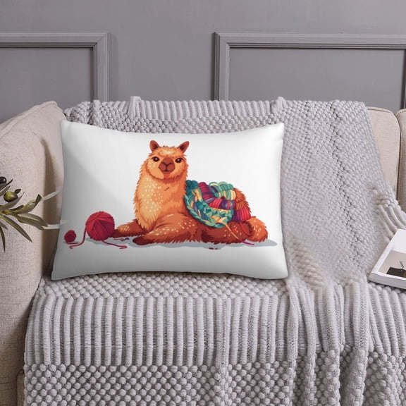 Queen Size Pillows Cases Standard Size 20x26 In - Cozy Knitting Llama Soft Comfort Envelope Closure Pillowcases Standard