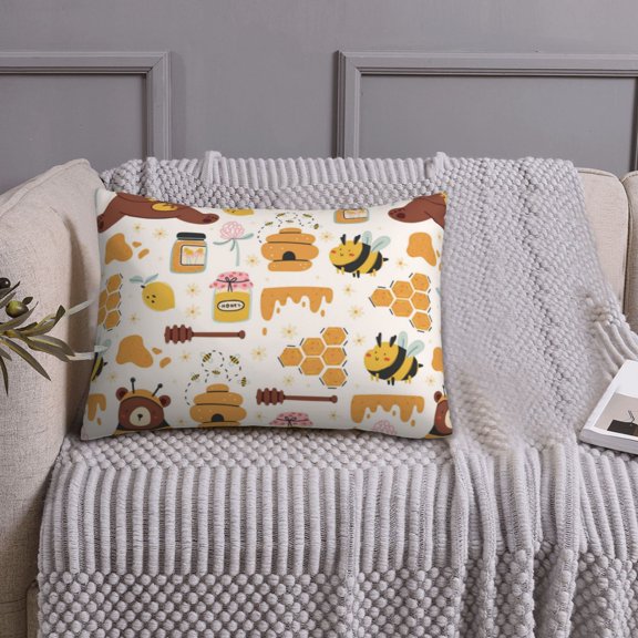 Queen Size Pillows Cases Standard Size 20x26 In - Cute Bee Honey Jar Hive Bear Soft Comfort Envelope Closure Pillowcases Standard