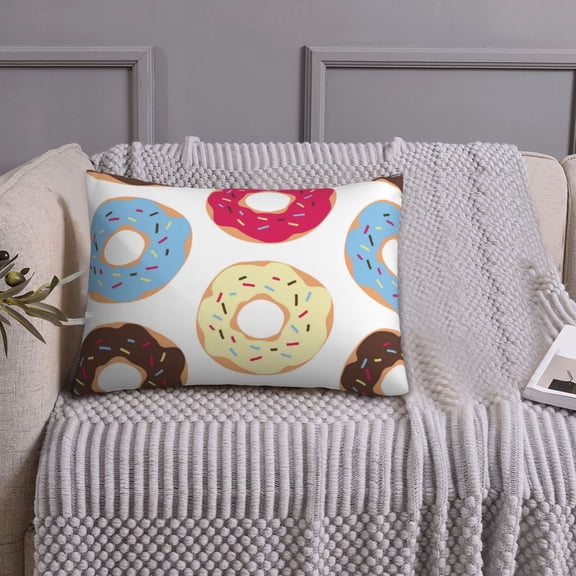 Queen Size Pillows Cases Standard Size 20x26 In - Cute Cartoon Donut Print Soft Comfort Envelope Closure Pillowcases Standard