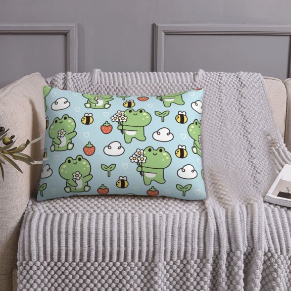 Queen Size Pillows Cases Standard Size 20x26 In - Cute Floral Frog Soft Comfort Envelope Closure Pillowcases Standard