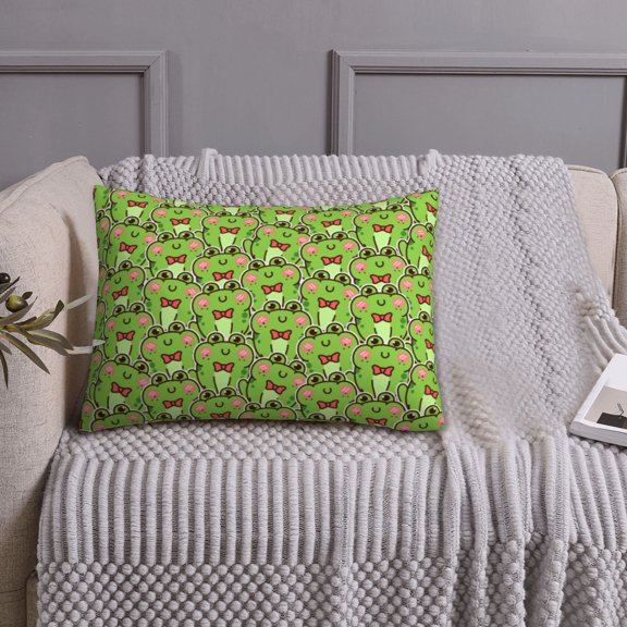 Queen Size Pillows Cases Standard Size 20x26 In - Cute green frog Kawaii Soft Comfort Envelope Closure Pillowcases Standard
