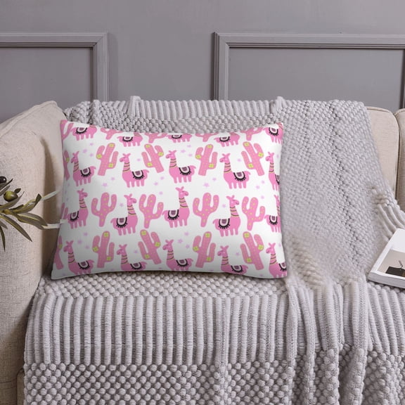 Queen Size Pillows Cases Standard Size 20x26 In - Cute pink llama alpaca cactus Soft Comfort Envelope Closure Pillowcases Standard