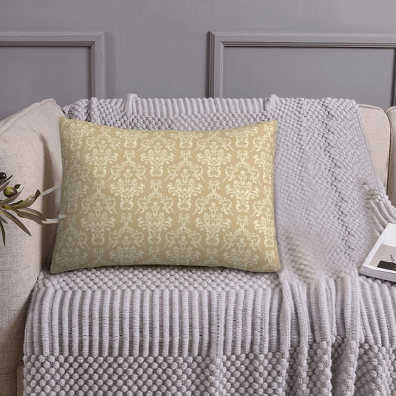 Queen Size Pillows Cases Standard Size 20x26 In - Damask Beige Tan Brown Soft Comfort Envelope Closure Pillowcases Standard
