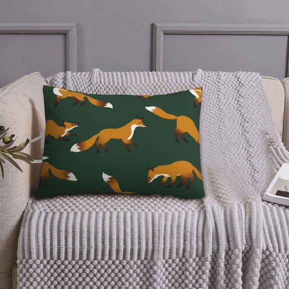Queen Size Pillows Cases Standard Size 20x26 In - Dark Green Fox Print Soft Comfort Envelope Closure Pillowcases Standard