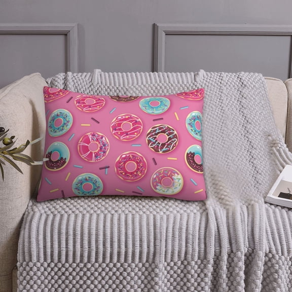 Queen Size Pillows Cases Standard Size 20x26 In - Donut Pink Print Soft Comfort Envelope Closure Pillowcases Standard
