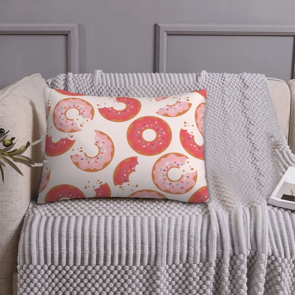 Queen Size Pillows Cases Standard Size 20x26 In - Donut Print Pink Soft Comfort Envelope Closure Pillowcases Standard