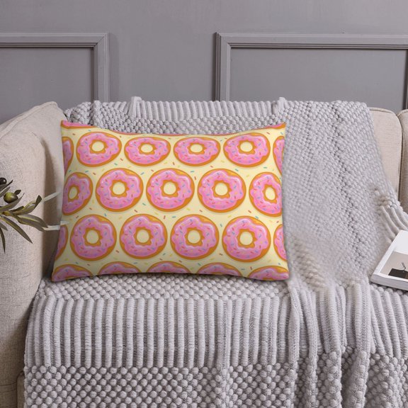 Queen Size Pillows Cases Standard Size 20x26 In - Donuts With Pink Glaze Soft Comfort Envelope Closure Pillowcases Standard