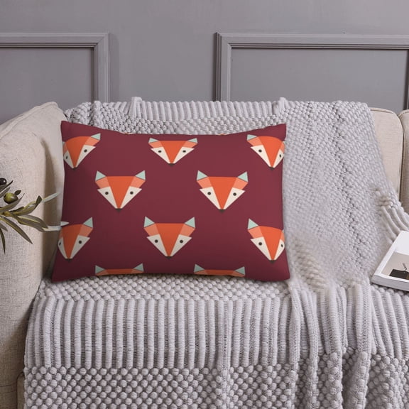 Queen Size Pillows Cases Standard Size 20x26 In - Fox Print Burgundy Soft Comfort Envelope Closure Pillowcases Standard