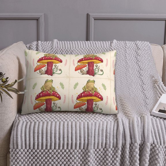 Queen Size Pillows Cases Standard Size 20x26 In - Frog Sitting On Mushroom Soft Comfort Envelope Closure Pillowcases Standard