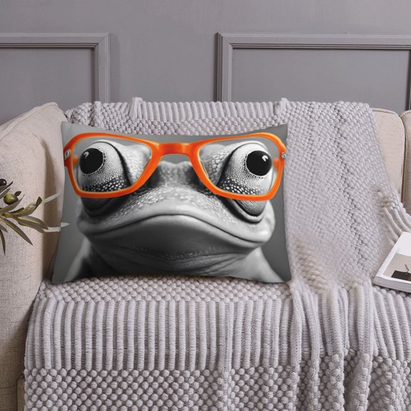Queen Size Pillows Cases Standard Size 20x26 In - Frog With Geeky Glasses Soft Comfort Envelope Closure Pillowcases Standard