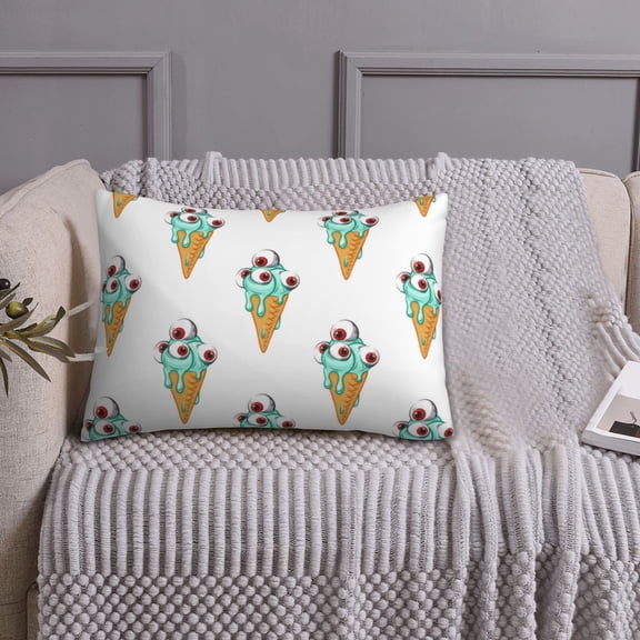 Queen Size Pillows Cases Standard Size 20x26 In - Fun Green Ice Cream Print Soft Comfort Envelope Closure Pillowcases Standard