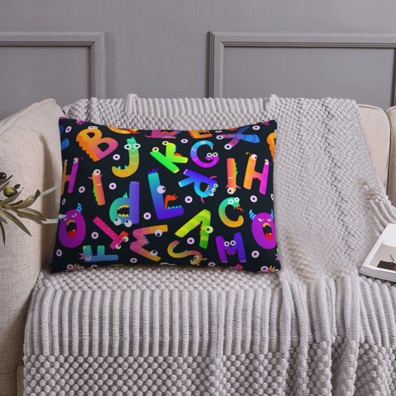 Queen Size Pillows Cases Standard Size 20x26 In - Funny Alphabet Monster Soft Comfort Envelope Closure Pillowcases Standard
