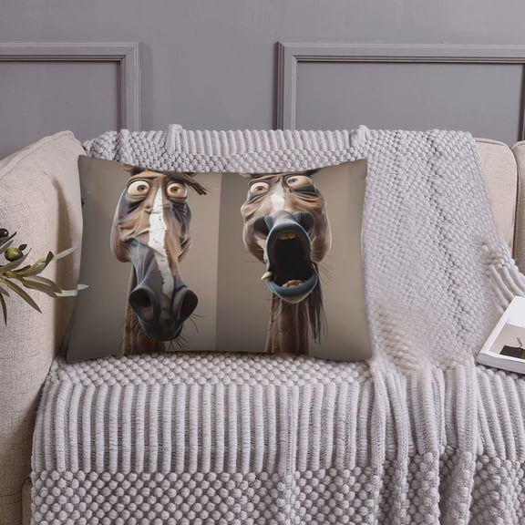 Queen Size Pillows Cases Standard Size 20x26 In - Funny Horse Faces Expressions Soft Comfort Envelope Closure Pillowcases Standard