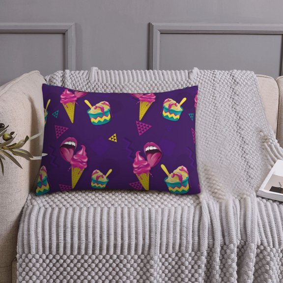 Queen Size Pillows Cases Standard Size 20x26 In - Funny Ice Cream Print Purple Soft Comfort Envelope Closure Pillowcases Standard
