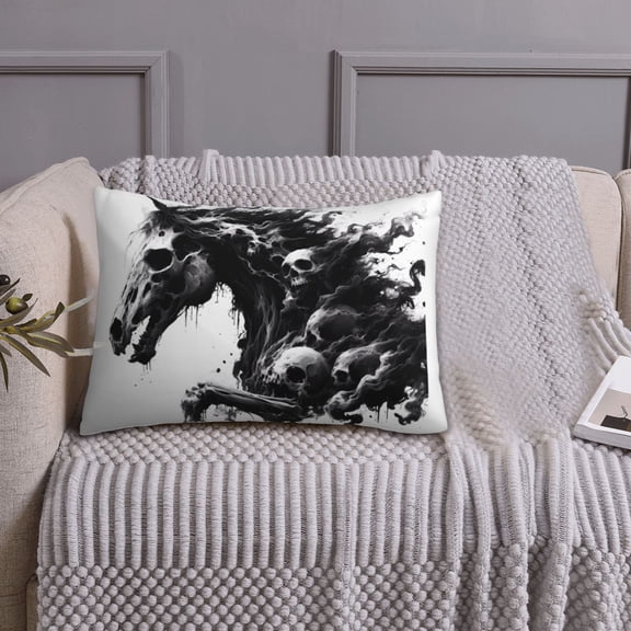 Queen Size Pillows Cases Standard Size 20x26 In - Ghostly Skull Horse Soft Comfort Envelope Closure Pillowcases Standard