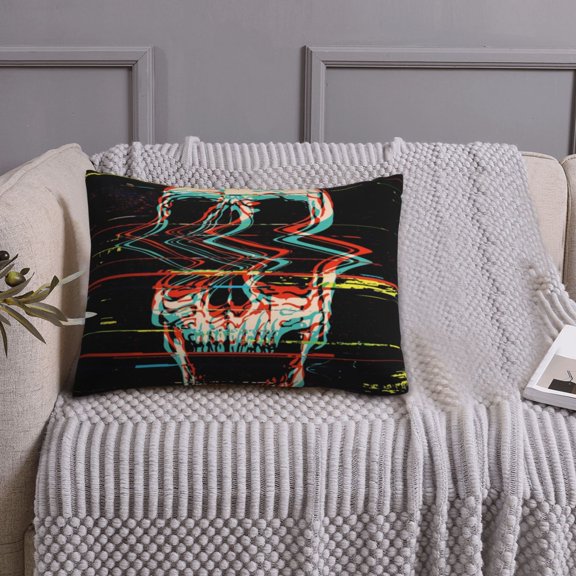 Queen Size Pillows Cases Standard Size 20x26 In - Glitch Screaming Skull Soft Comfort Envelope Closure Pillowcases Standard