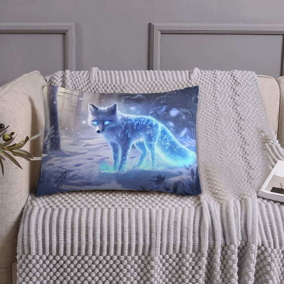 Queen Size Pillows Cases Standard Size 20x26 In - Glowing Winter Arctic Fox Soft Comfort Envelope Closure Pillowcases Standard