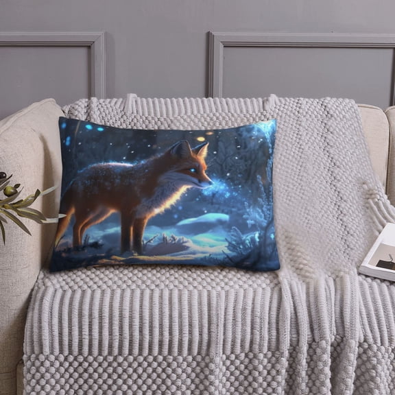 Queen Size Pillows Cases Standard Size 20x26 In - Glowing Winter Arctic Fox a Soft Comfort Envelope Closure Pillowcases Standard