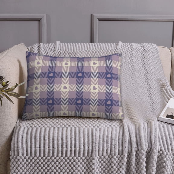 Queen Size Pillows Cases Standard Size 20x26 In - Heart Check Plaid Soft Comfort Envelope Closure Pillowcases Standard