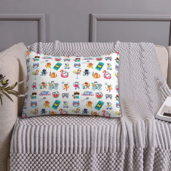Queen Size Pillows Cases Standard Size 20x26 In - Hello Summer Cat Soft Comfort Envelope Closure Pillowcases Standard
