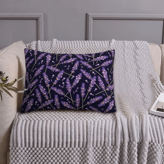 Queen Size Pillows Cases Standard Size 20x26 In - Lavender Flowers Black Purple Soft Comfort Envelope Closure Pillowcases Standard