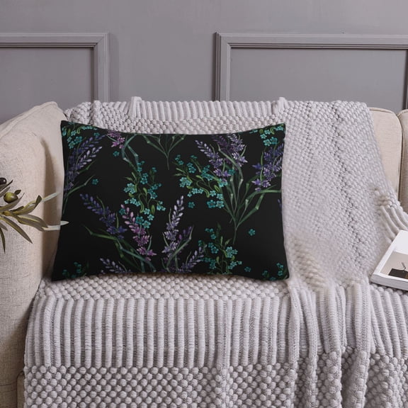 Queen Size Pillows Cases Standard Size 20x26 In - Lavender Flowers Black Soft Comfort Envelope Closure Pillowcases Standard