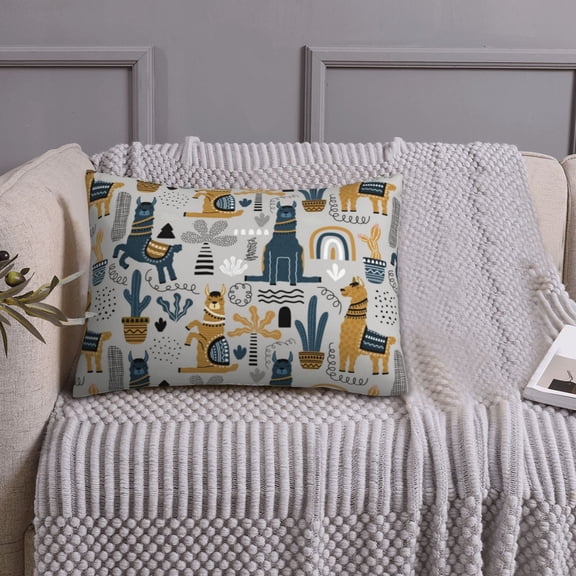 Queen Size Pillows Cases Standard Size 20x26 In - Llama and Cactus1 Soft Comfort Envelope Closure Pillowcases Standard