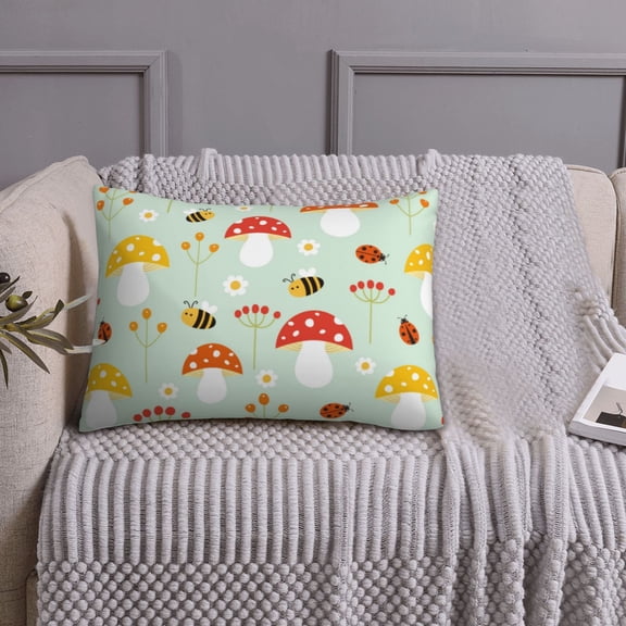 Queen Size Pillows Cases Standard Size 20x26 In - Mushroom Bee Soft Comfort Envelope Closure Pillowcases Standard