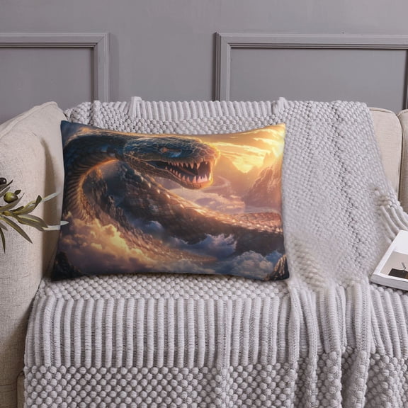 Queen Size Pillows Cases Standard Size 20x26 In - Mythical Serpent Mountain Sunrise Soft Comfort Envelope Closure Pillowcases Standard