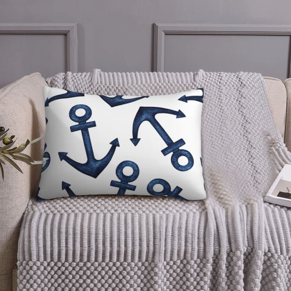 Queen Size Pillows Cases Standard Size 20x26 In - Navy Blue Anchor Soft Comfort Envelope Closure Pillowcases Standard